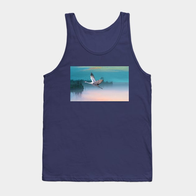 Sandhill Crane and Misty Marshes Tank Top by lauradyoung